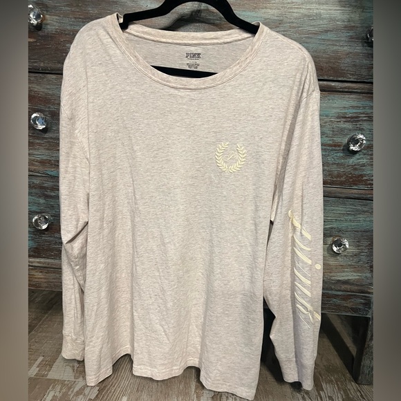 VSPINK 💗L/S Logo Campus Tee(M)Oatmeal & VSPINK💗Cozy Fleece Leggings(M)Cocoa-SET! - Picture 8 of 15